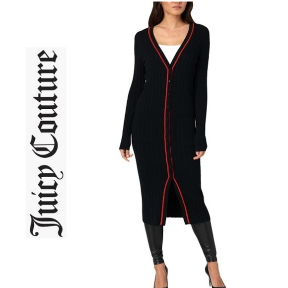 NWT JUICY COUTURE Black Duster Sweater Coat Jacket - Picture 1 of 8